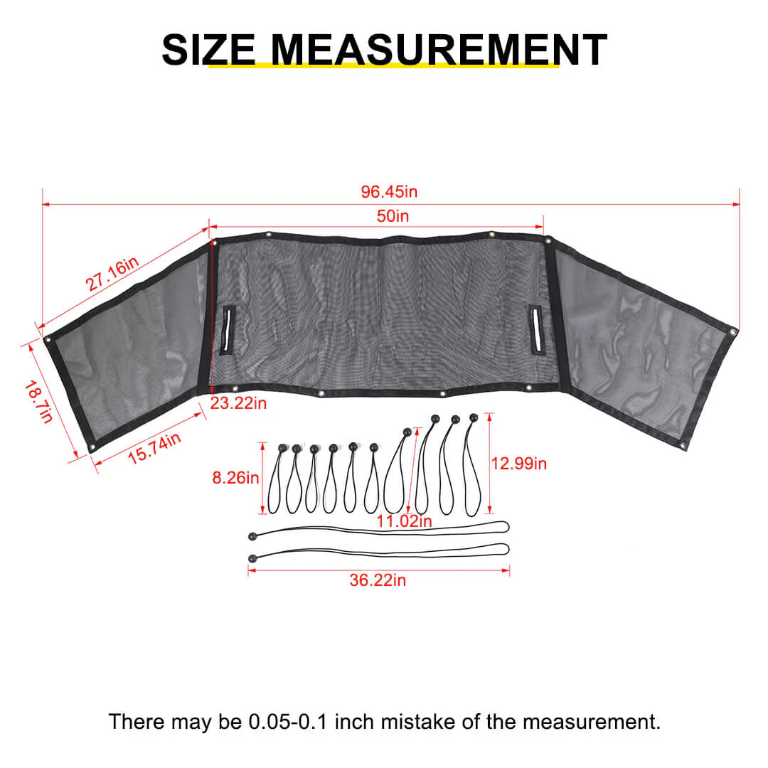 For 2007-2018 Jeep Wrangler JK 4-Door Version Rear Trunk Sunshade Mesh Insulation Net Cover - Image 10