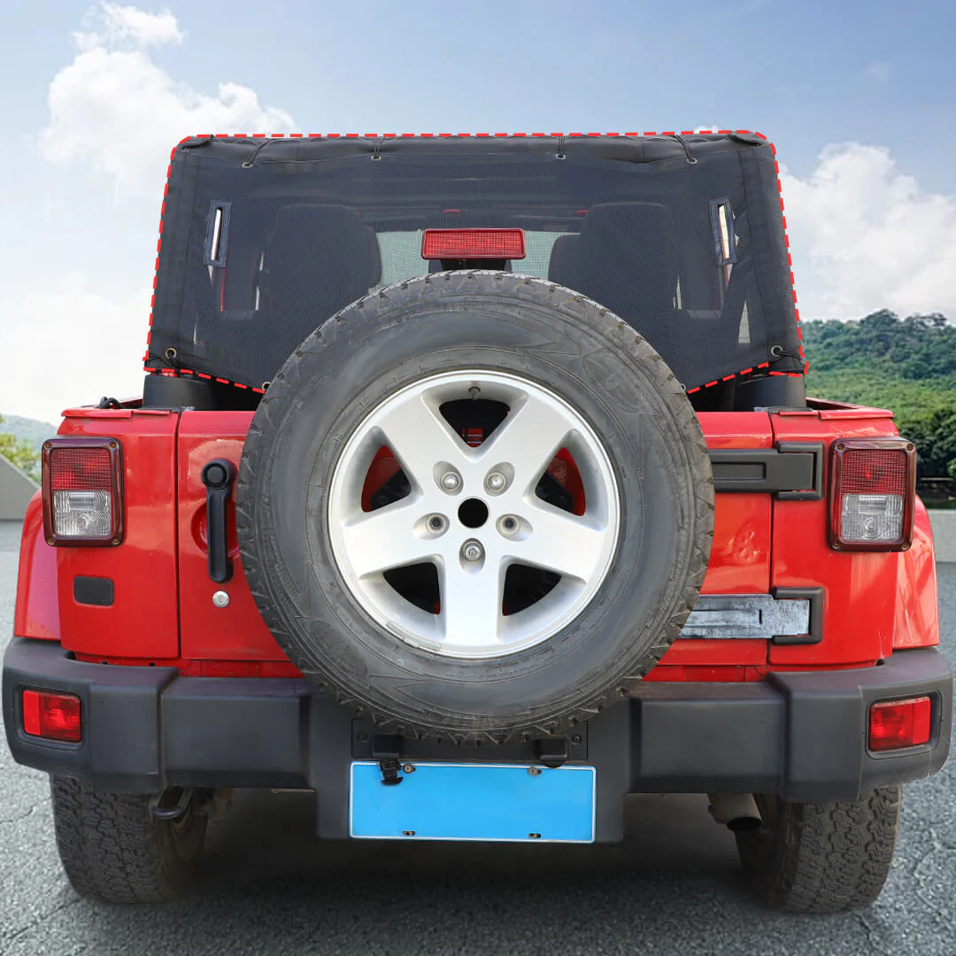 For 2007-2018 Jeep Wrangler JK 4-Door Version Rear Trunk Sunshade Mesh Insulation Net Cover - Image 5