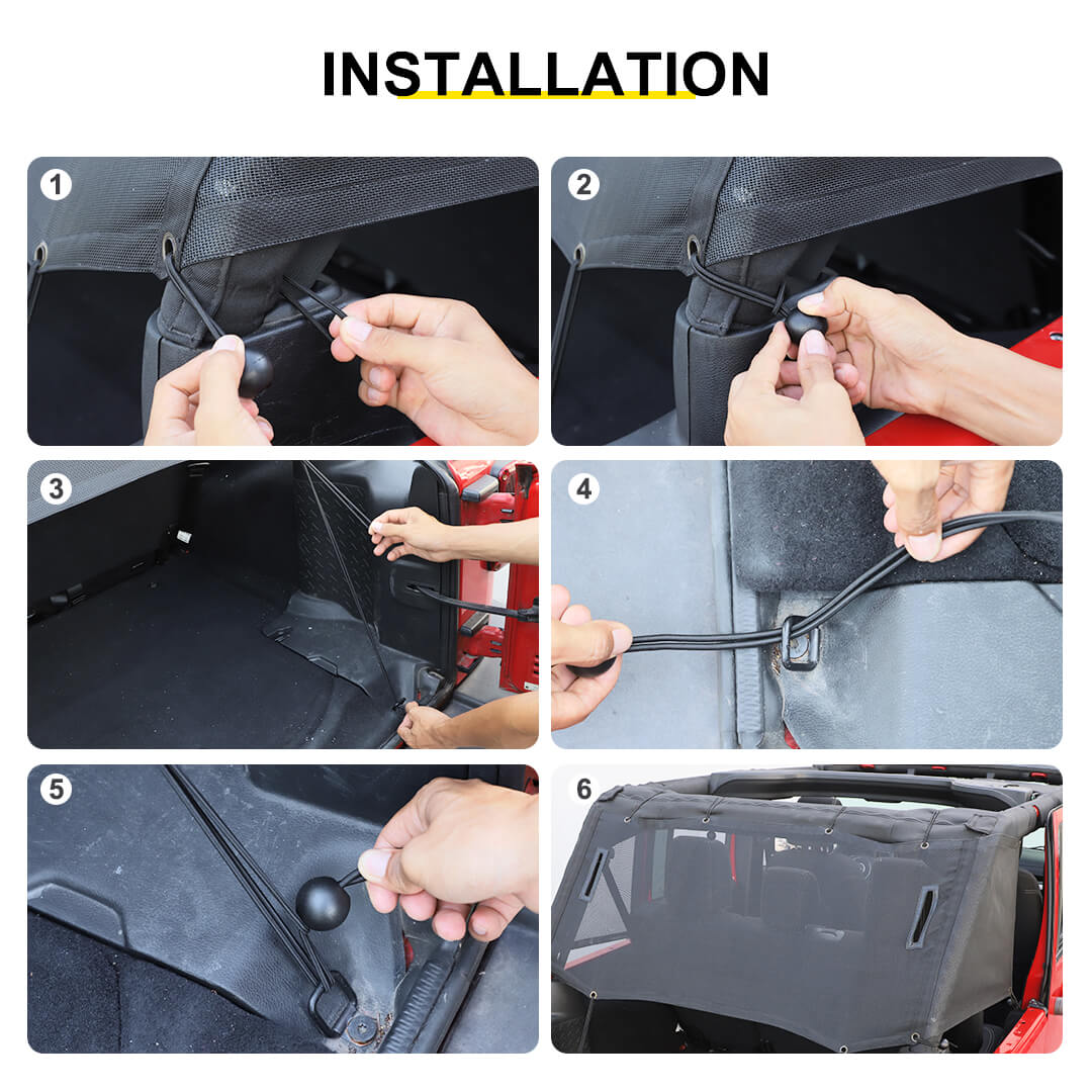 For 2007-2018 Jeep Wrangler JK 4-Door Version Rear Trunk Sunshade Mesh Insulation Net Cover - Image 6