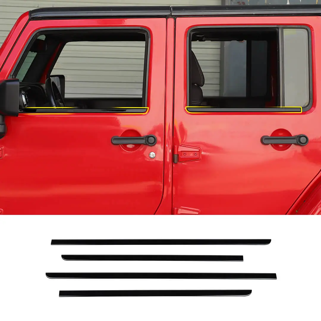 For 2007-2018 Jeep Wrangler JK Car Window Sill Strip Trims Cover (4 pcs)