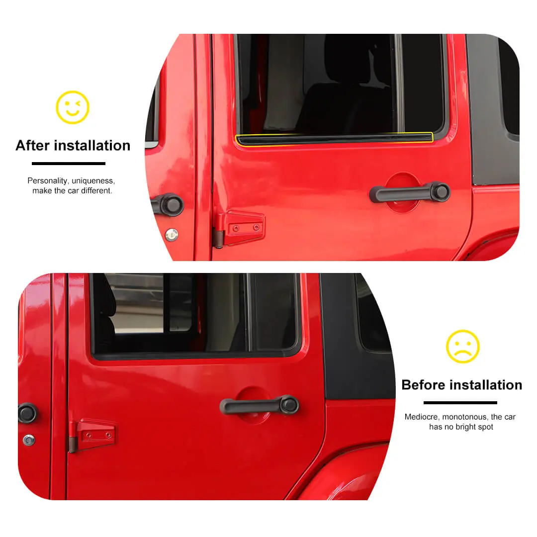 For 2007-2018 Jeep Wrangler JK Car Window Sill Strip Trims Cover (4 pcs) - Image 2