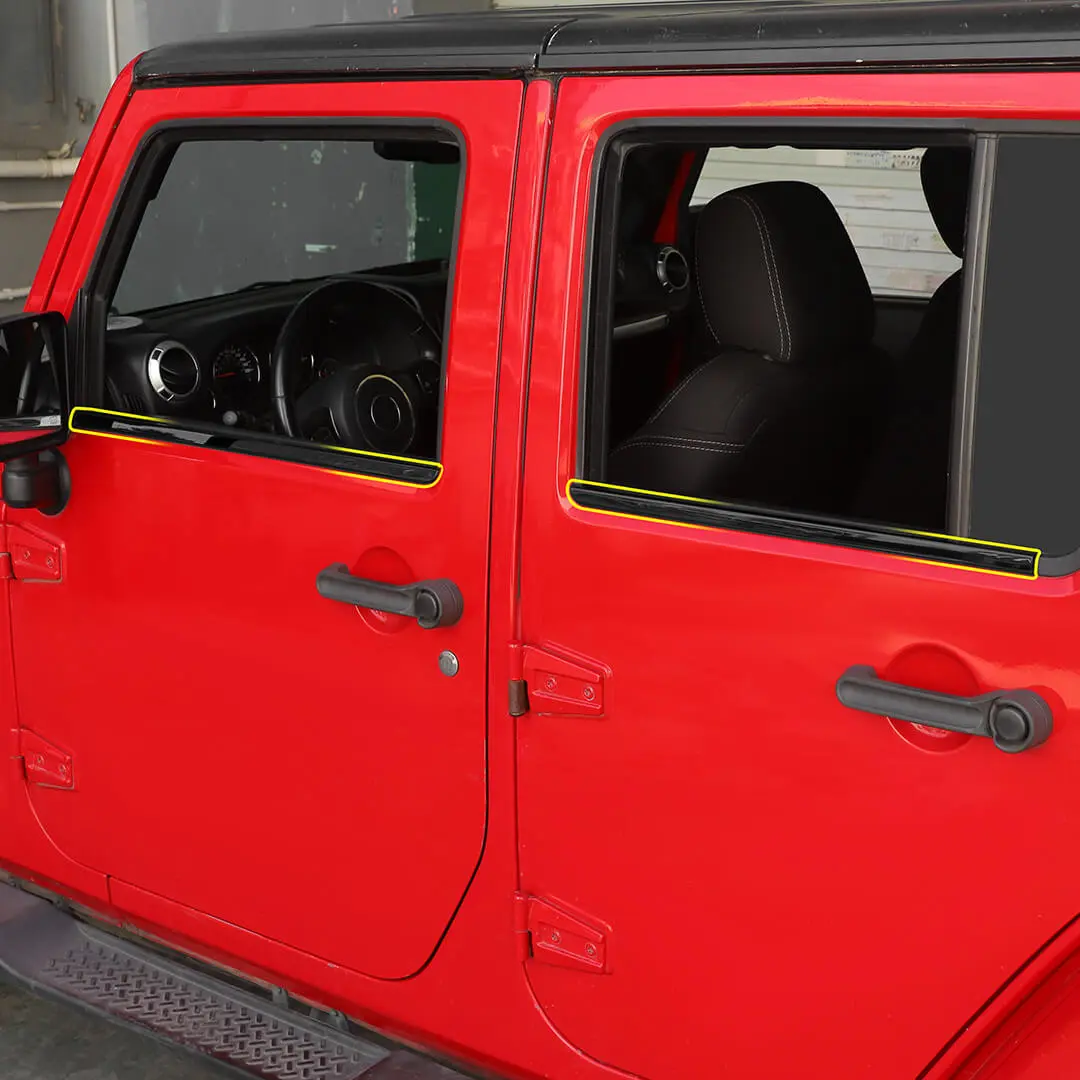 For 2007-2018 Jeep Wrangler JK Car Window Sill Strip Trims Cover (4 pcs) - Image 3