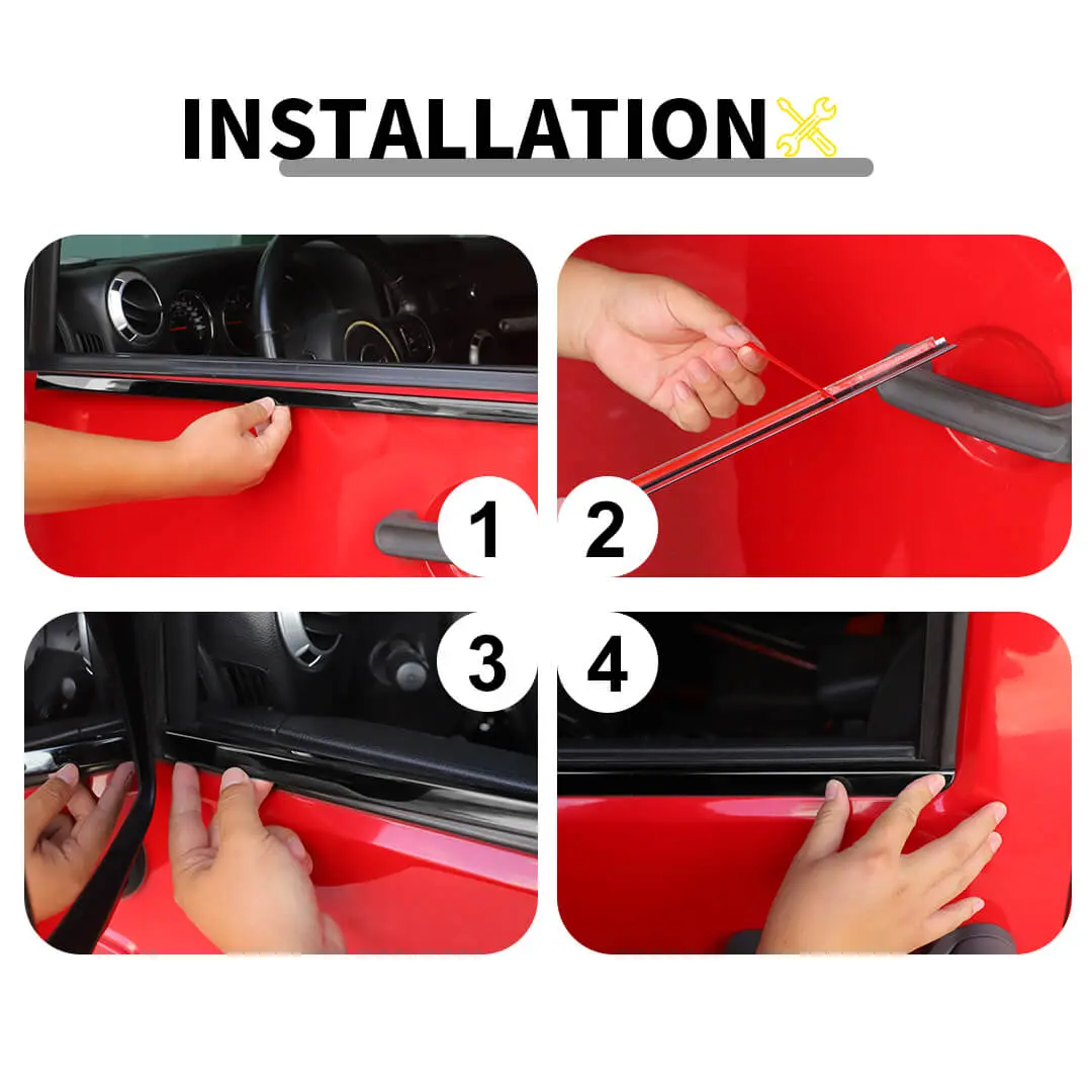 For 2007-2018 Jeep Wrangler JK Car Window Sill Strip Trims Cover (4 pcs) - Image 9