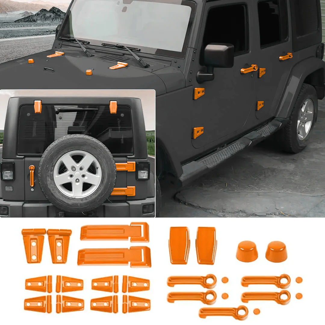 For 2007-2018 Jeep Wrangler JK 21 x Door Handle Hinge Cover Hood Rubber Head Cap Trim Cover Kit - Image 17