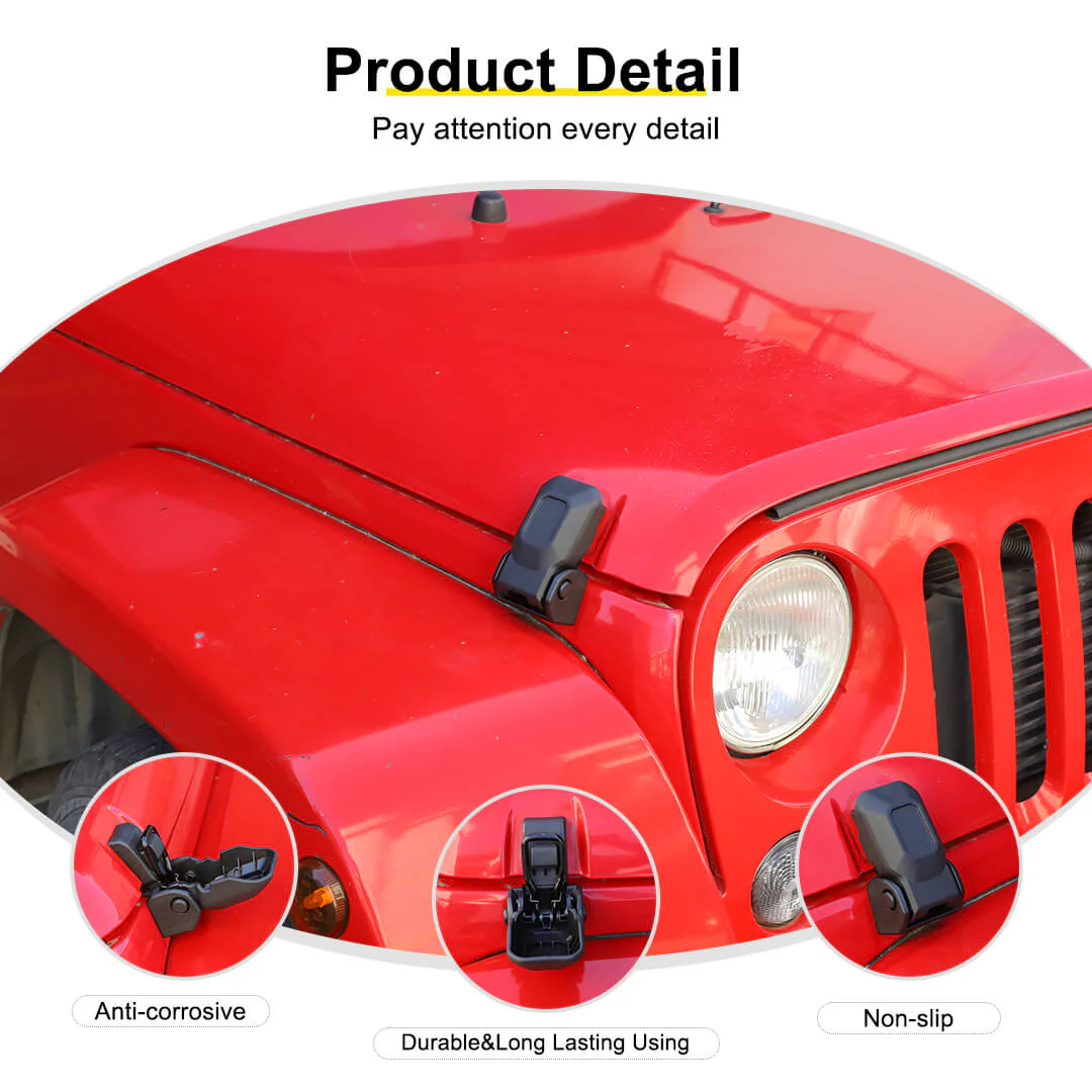 For 2007-2018 Jeep Wrangler JK Engine Hood Lock Catch Bracket Latches Buckle (2 pcs) - Image 9
