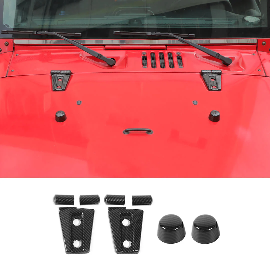 For 2007-2018 Jeep Wrangler JK Engine Hood Rubber Head Hood Hinge Cover Trim Kit (4 pcs)