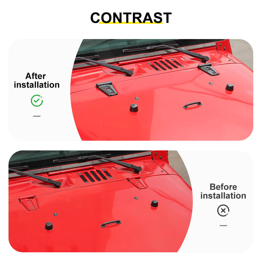 For 2007-2018 Jeep Wrangler JK Engine Hood Rubber Head Hood Hinge Cover Trim Kit (4 pcs) - Image 2