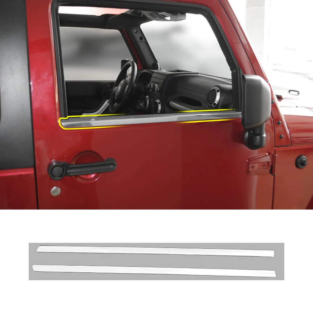 For 2007-2018 Jeep Wrangler JK Exterior Car Window Body Trim Strip Cover (2 pcs)