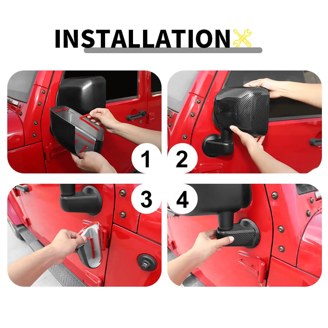 For the 2007–2018 Jeep Wrangler JK Door Handles, Hinges, and Mirror Exterior Full Covers Trim Kit Accessories (53 pcs) - Image 10
