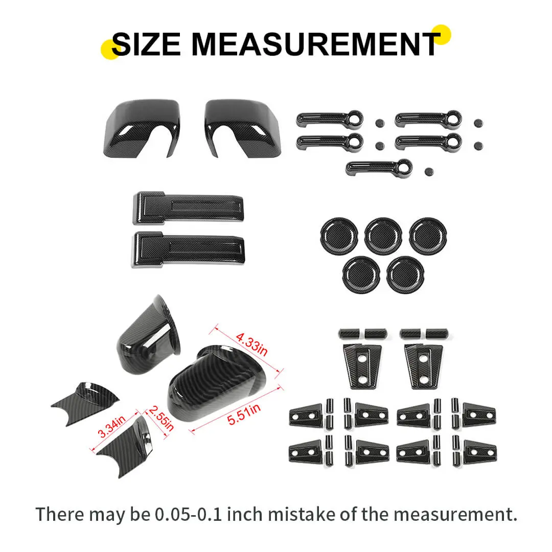 For the 2007–2018 Jeep Wrangler JK Door Handles, Hinges, and Mirror Exterior Full Covers Trim Kit Accessories (53 pcs) - Image 12