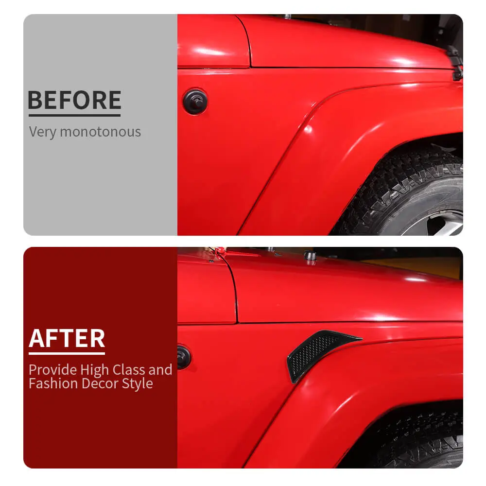 For 2007-2018 Jeep Wrangler JK Front Fender Leaf Plate Air Vent Cover Trim - Image 2