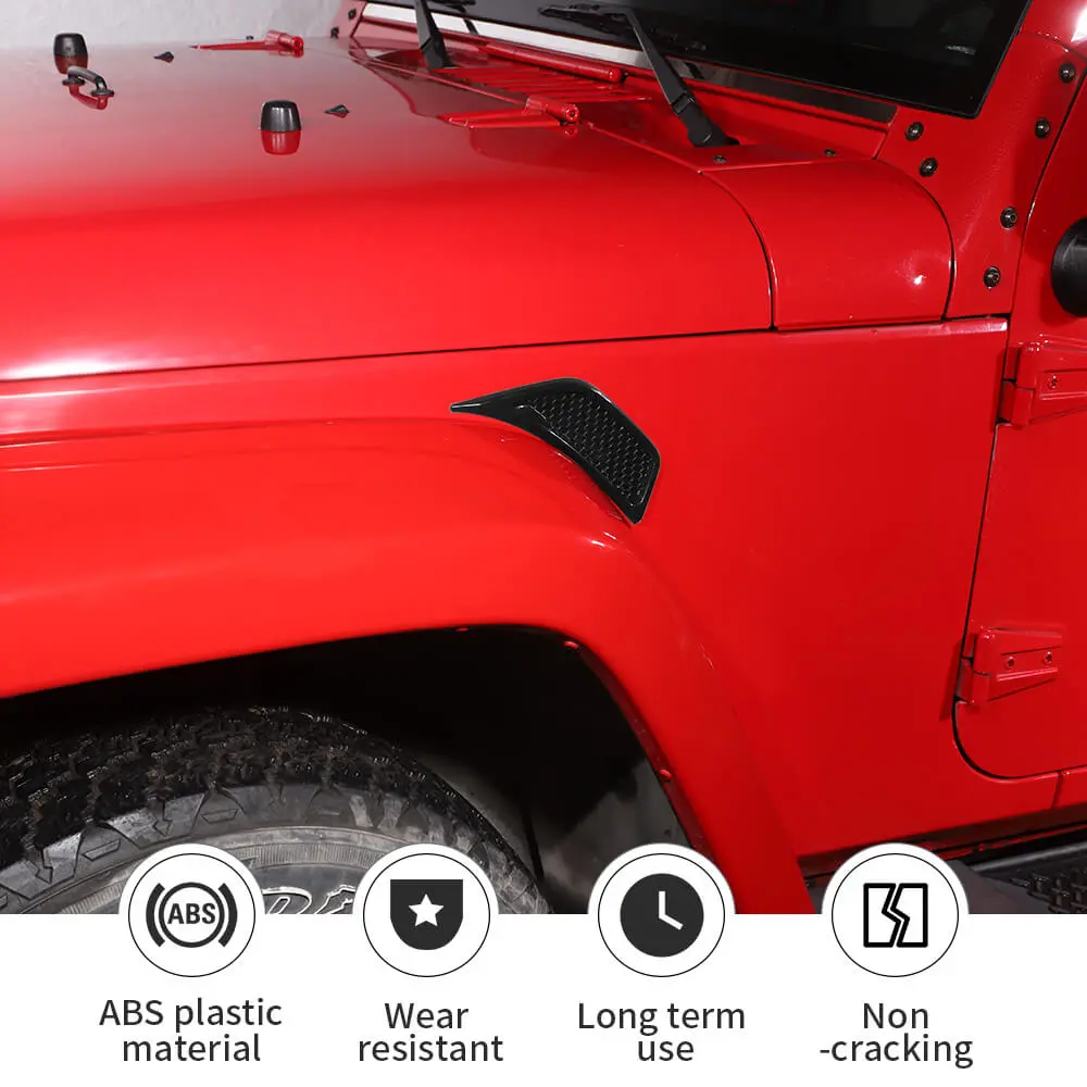 For 2007-2018 Jeep Wrangler JK Front Fender Leaf Plate Air Vent Cover Trim - Image 6