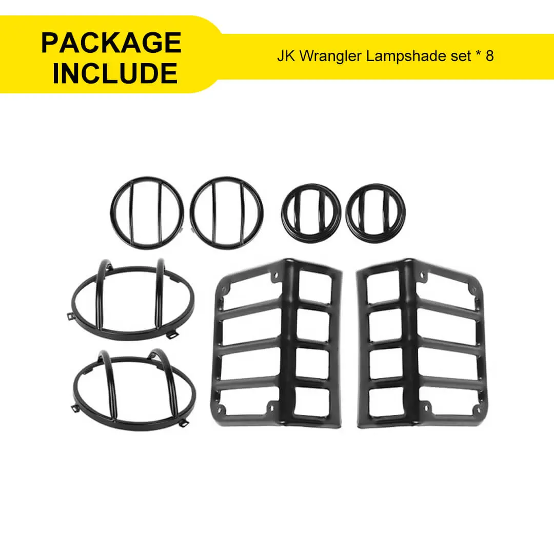 For 2007-2018 Jeep Wrangler JK Front Headlight & Eyebrow Turn Signal Rear Tail light Cover Guard Trim Kit (8 pcs) - Image 11