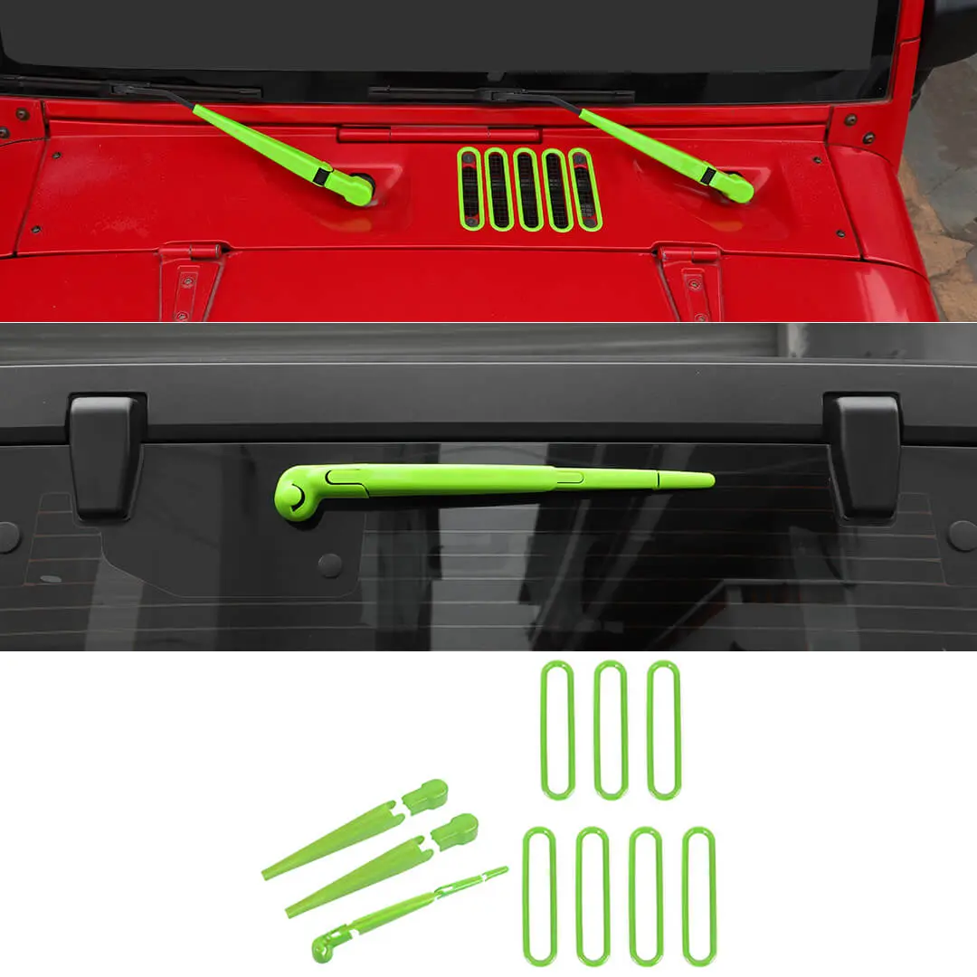 For 2007-2018 Jeep Wrangler JK 10 x Front Rear Windshield Wiper Hood Air Intake Cover Trim Decor Kit - Image 16