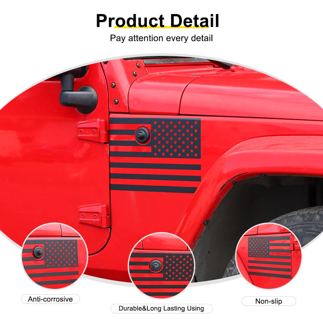 For 2007-2018 Jeep Wrangler JK Front Side Leaf Board Stickers Trim Cover (2 pcs) - Image 8