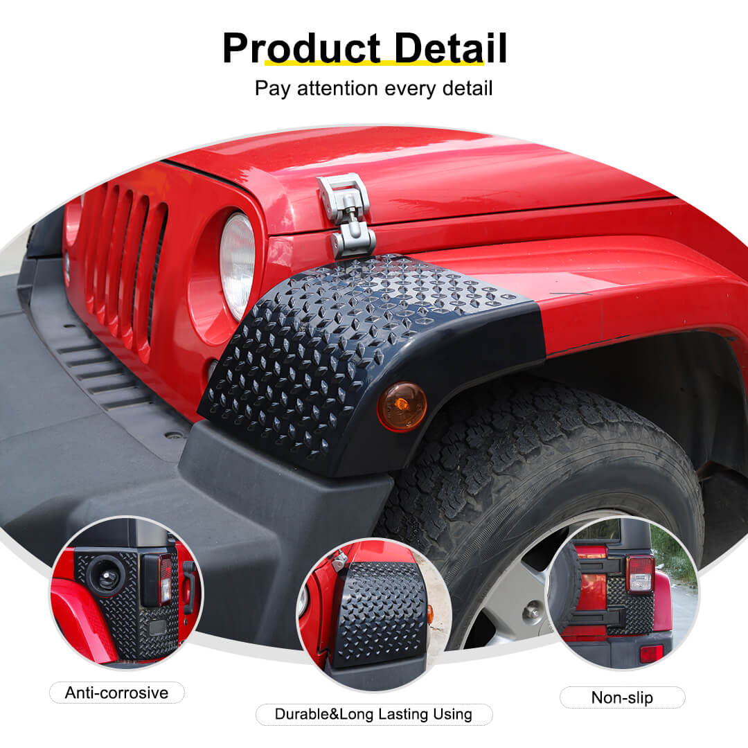 For 2007-2018 Jeep Wrangler JK Front Wheel Arch & Rear Tail Light Corner Armor Guard Trim Cover (4 pcs) - Image 9