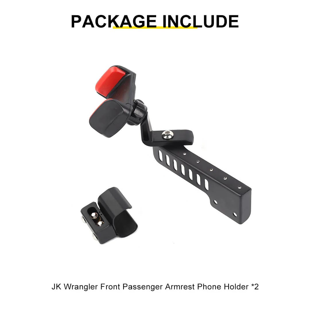 For 2007-2018 Jeep Wrangler JK Interior Copilot Armrest Handle Phone Holder Mount Stand - Image 11