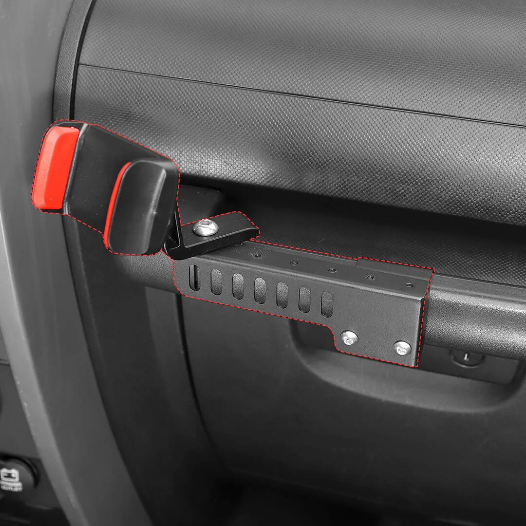For 2007-2018 Jeep Wrangler JK Interior Copilot Armrest Handle Phone Holder Mount Stand - Image 3