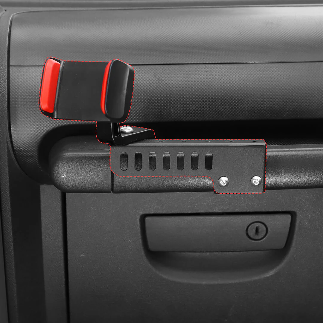 For 2007-2018 Jeep Wrangler JK Interior Copilot Armrest Handle Phone Holder Mount Stand - Image 4