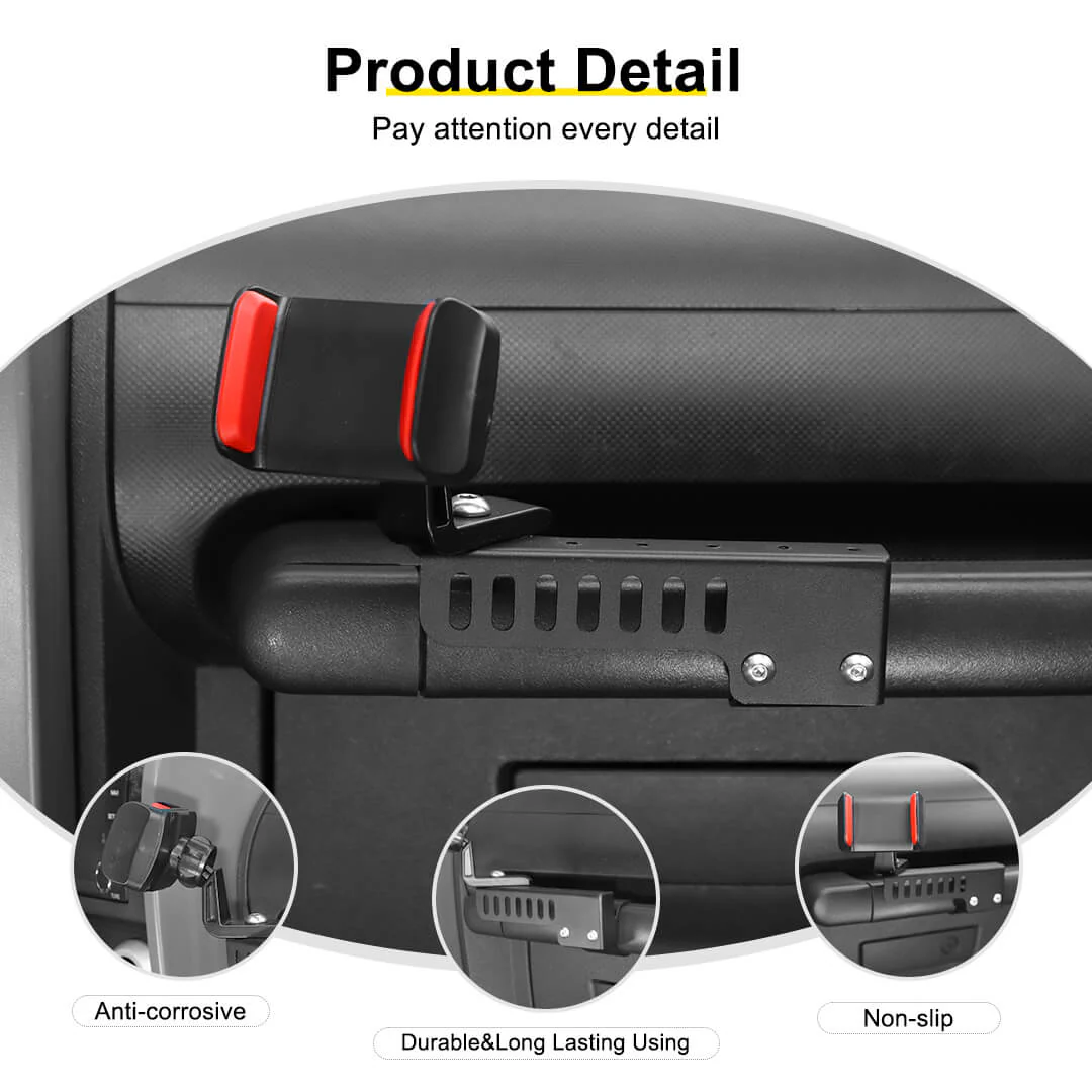 For 2007-2018 Jeep Wrangler JK Interior Copilot Armrest Handle Phone Holder Mount Stand - Image 6