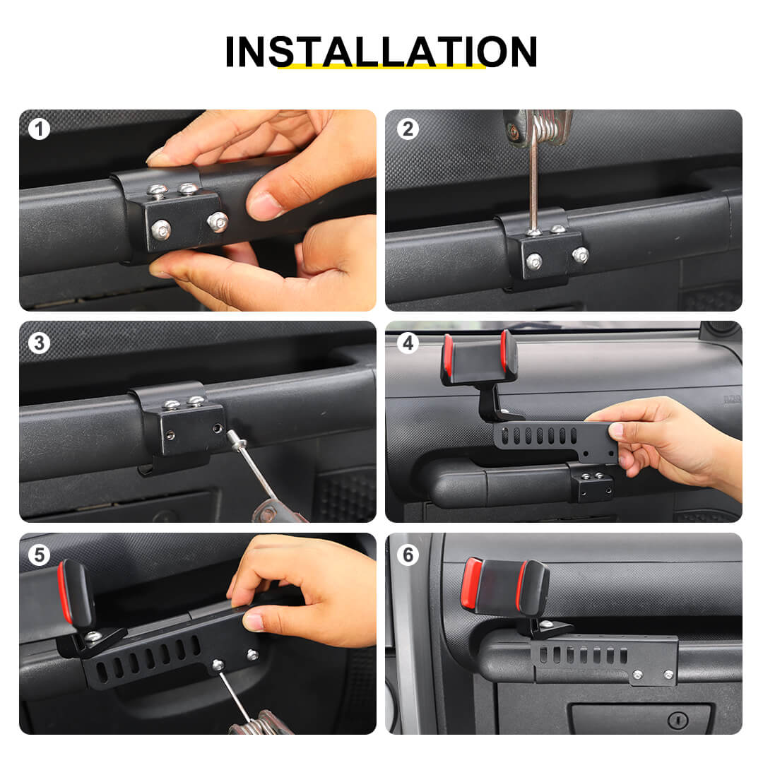 For 2007-2018 Jeep Wrangler JK Interior Copilot Armrest Handle Phone Holder Mount Stand - Image 7
