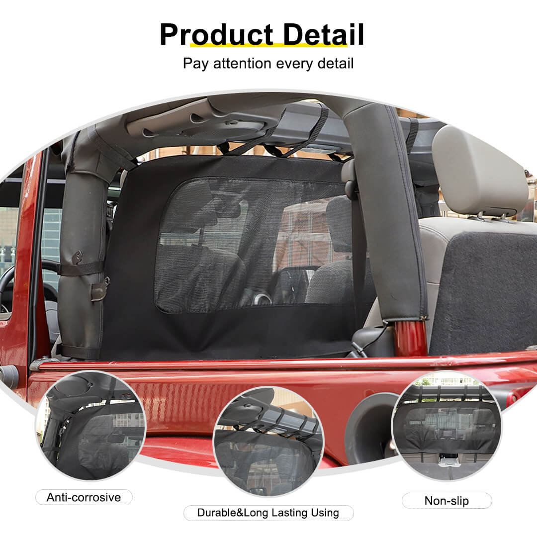 For 2007-2018 Jeep Wrangler JK Interior Seat Back Rear Isolation Pet Dog Net Accessories - Image 7