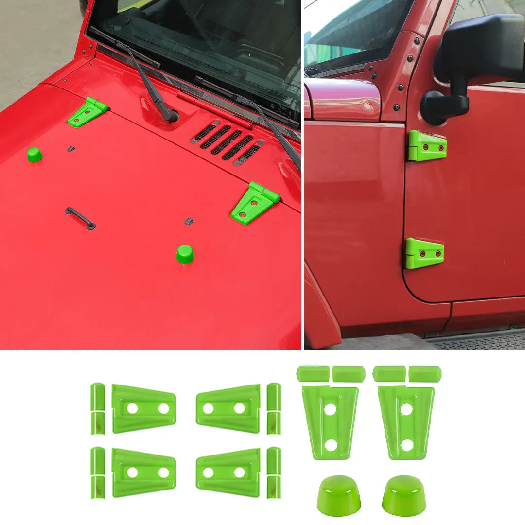 For 2007-2018 Jeep Wrangler JK JKU 2-Door Door Hinge Cover & Hood Hinge & Rubber Headgear Trim Cover (8 pcs) - Image 10