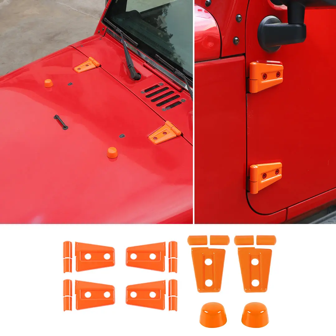 For 2007-2018 Jeep Wrangler JK JKU 2-Door Door Hinge Cover & Hood Hinge & Rubber Headgear Trim Cover (8 pcs) - Image 11