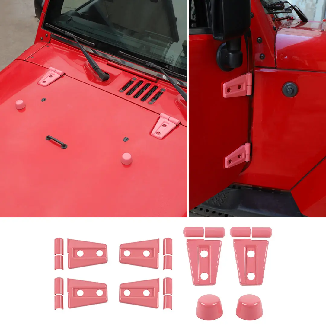 For 2007-2018 Jeep Wrangler JK JKU 2-Door Door Hinge Cover & Hood Hinge & Rubber Headgear Trim Cover (8 pcs) - Image 12