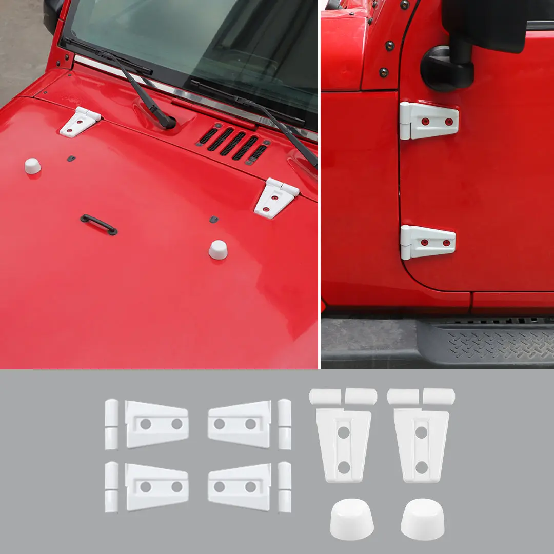 For 2007-2018 Jeep Wrangler JK JKU 2-Door Door Hinge Cover & Hood Hinge & Rubber Headgear Trim Cover (8 pcs) - Image 13