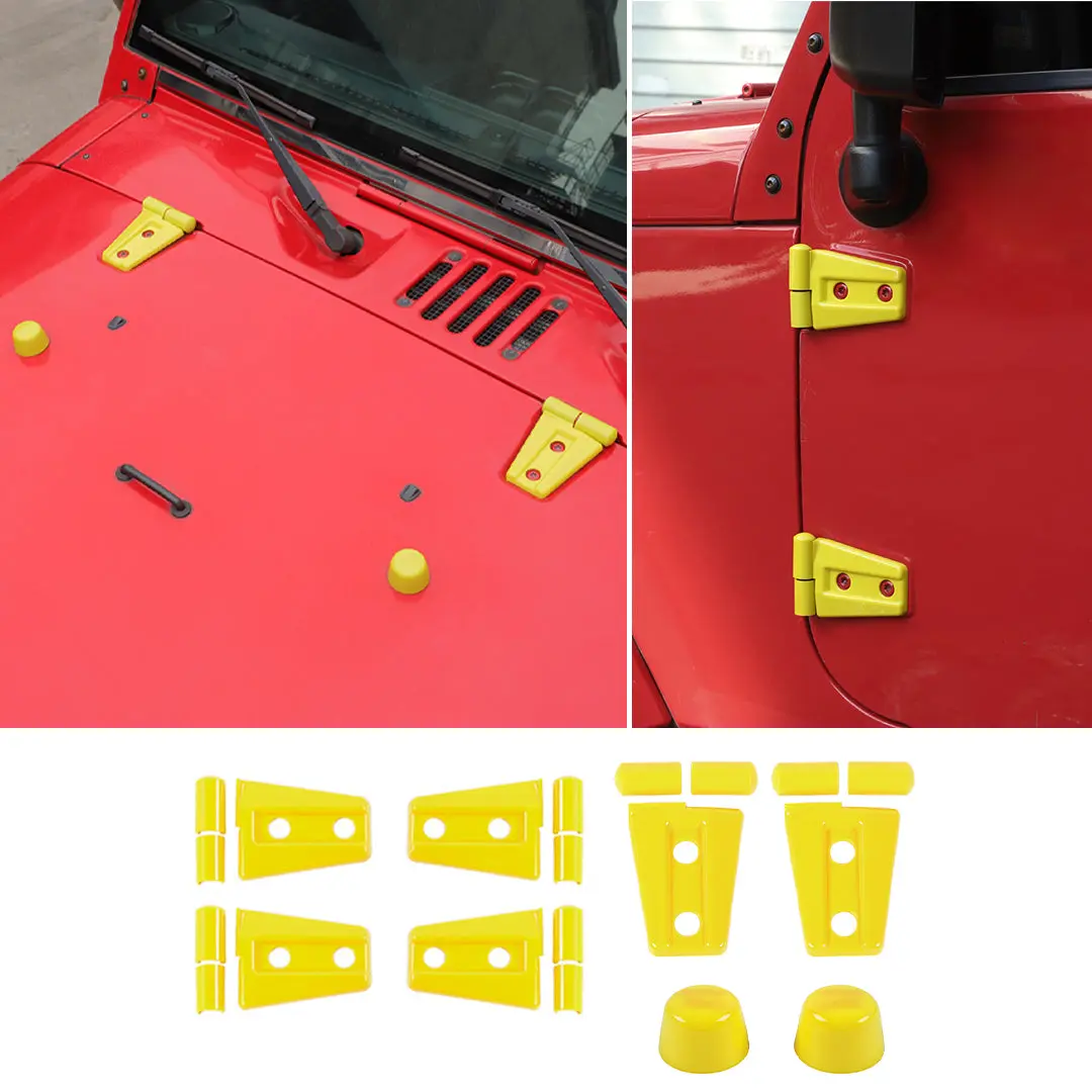 For 2007-2018 Jeep Wrangler JK JKU 2-Door Door Hinge Cover & Hood Hinge & Rubber Headgear Trim Cover (8 pcs) - Image 14