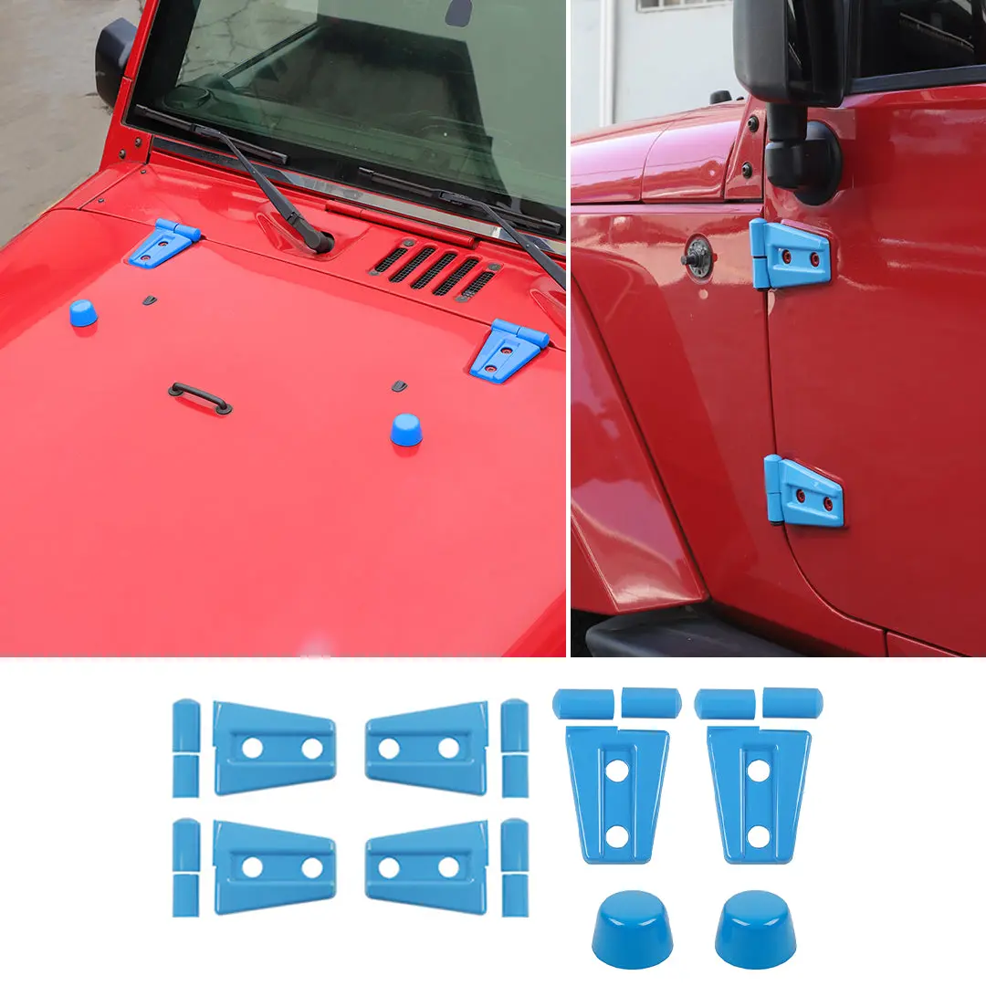 For 2007-2018 Jeep Wrangler JK JKU 2-Door Door Hinge Cover & Hood Hinge & Rubber Headgear Trim Cover (8 pcs) - Image 15