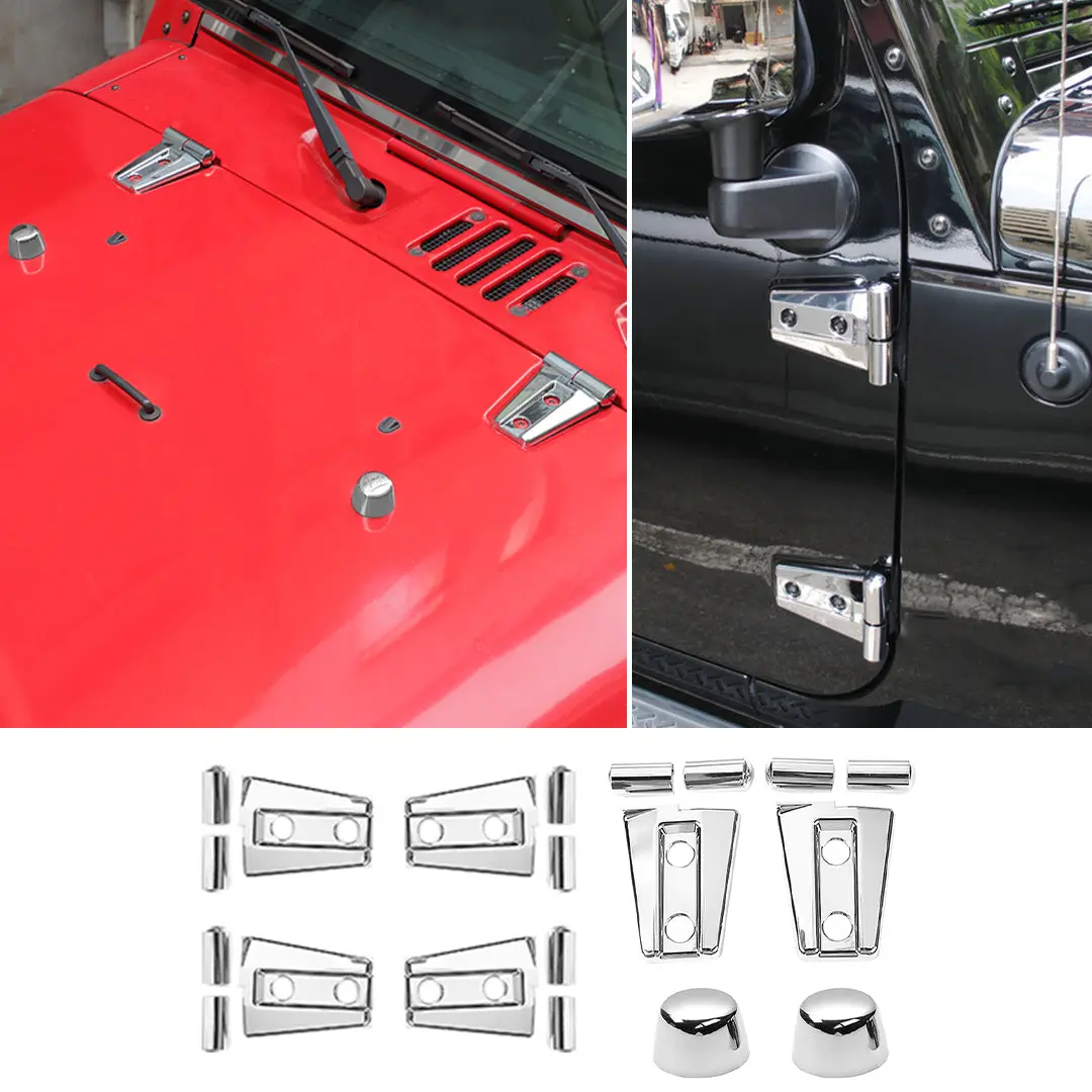 For 2007-2018 Jeep Wrangler JK JKU 2-Door Door Hinge Cover & Hood Hinge & Rubber Headgear Trim Cover (8 pcs) - Image 16