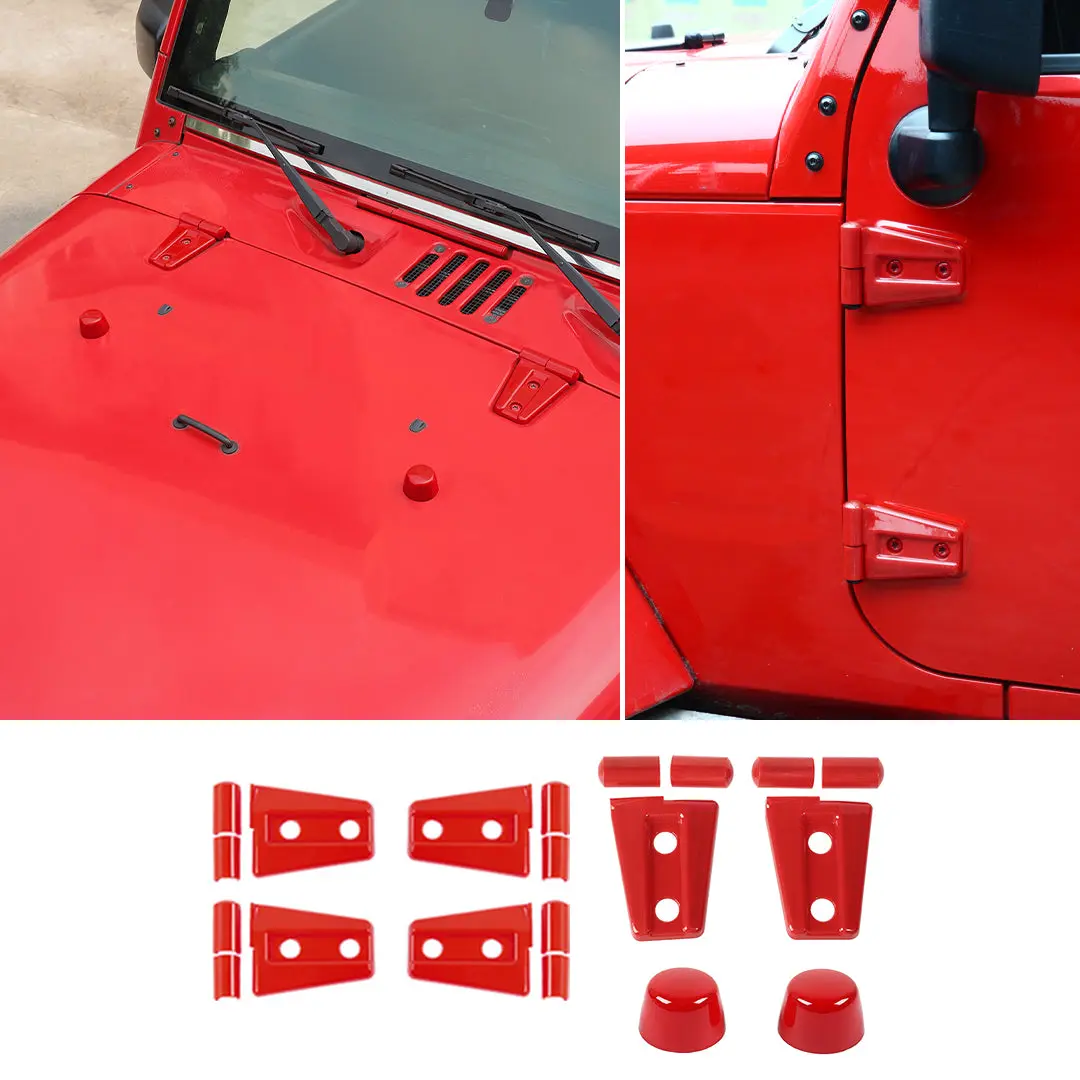 For 2007-2018 Jeep Wrangler JK JKU 2-Door Door Hinge Cover & Hood Hinge & Rubber Headgear Trim Cover (8 pcs) - Image 17