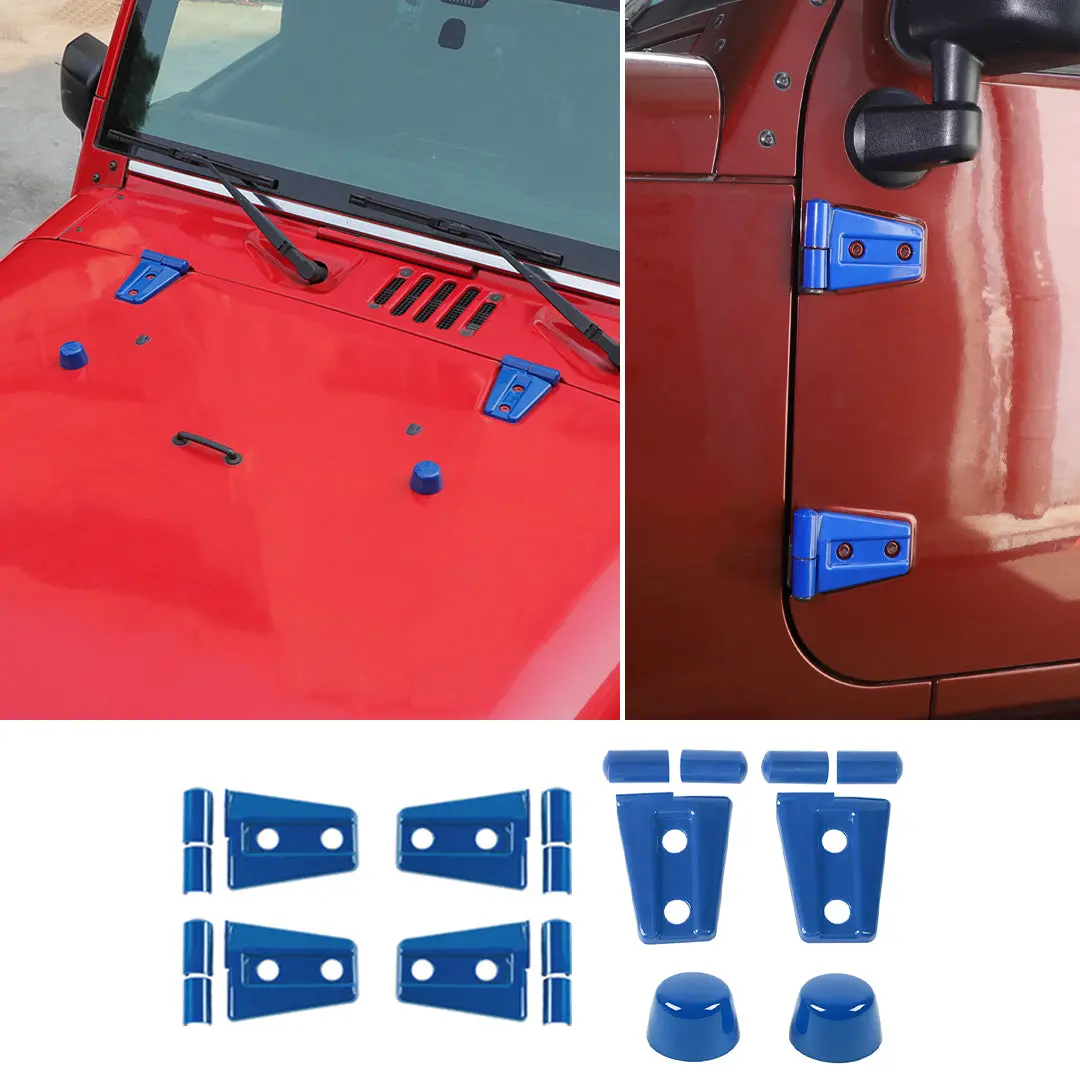 For 2007-2018 Jeep Wrangler JK JKU 2-Door Door Hinge Cover & Hood Hinge & Rubber Headgear Trim Cover (8 pcs) - Image 18
