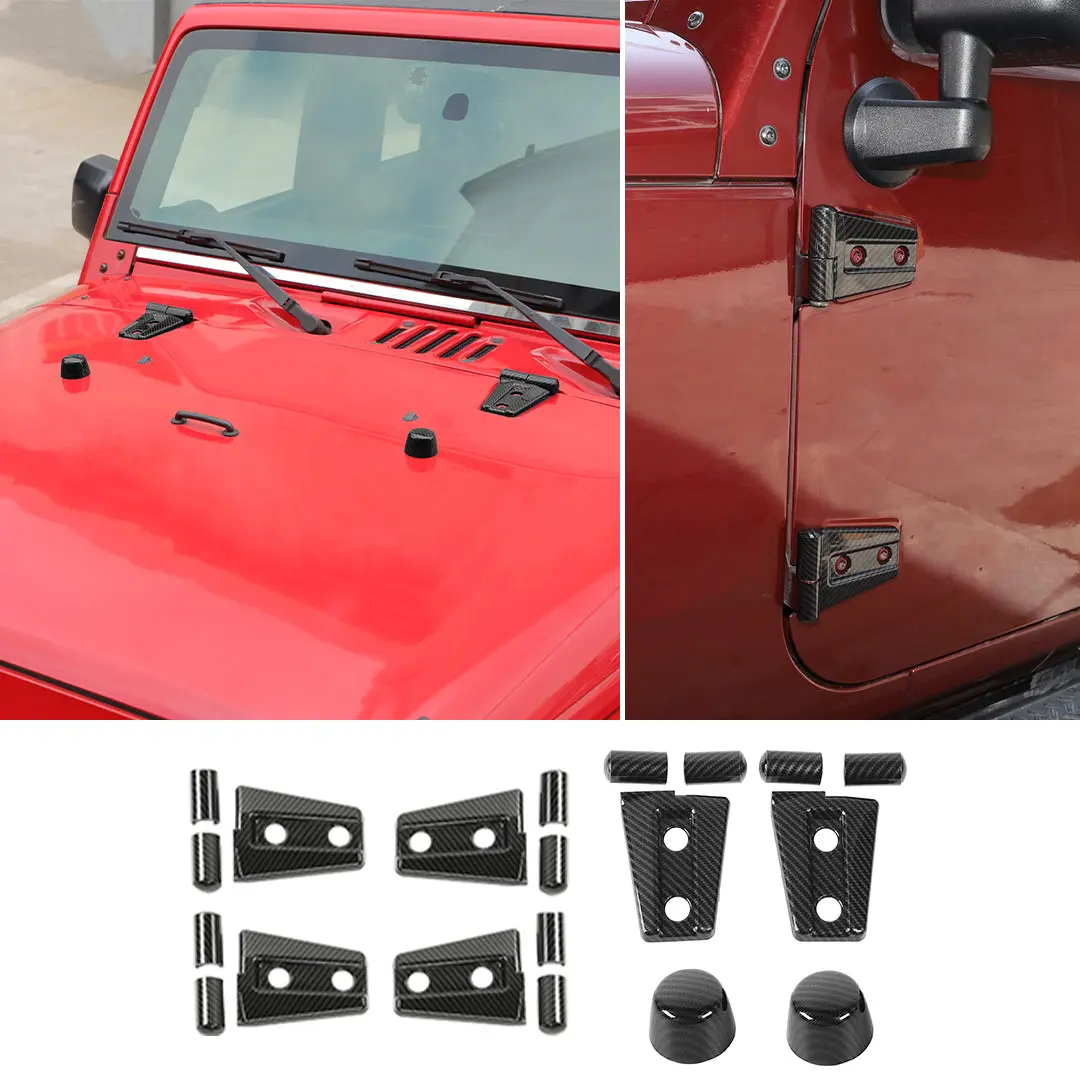 For 2007-2018 Jeep Wrangler JK JKU 2-Door Door Hinge Cover & Hood Hinge & Rubber Headgear Trim Cover (8 pcs) - Image 19
