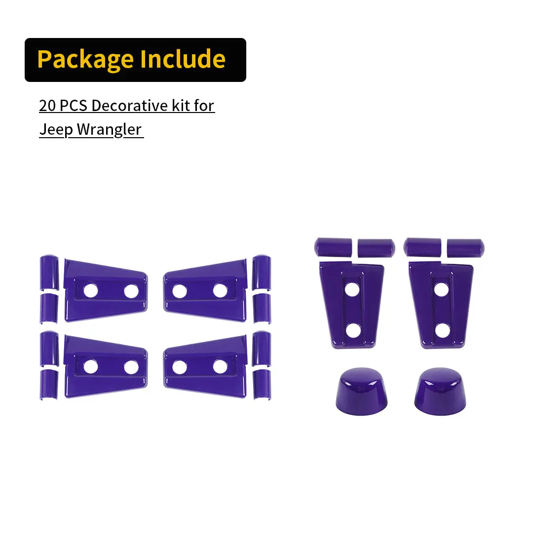For 2007-2018 Jeep Wrangler JK JKU 2-Door Door Hinge Cover & Hood Hinge & Rubber Headgear Trim Cover (8 pcs) - Image 8