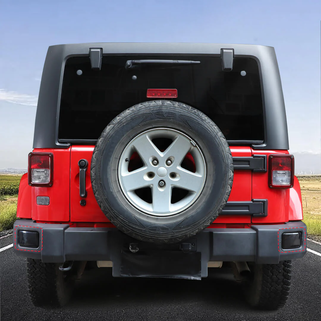 For 2007-2018 Jeep Wrangler JK Rear Bumper Fog Light Lamp Trim Cover Guard (2 pcs) - Image 2