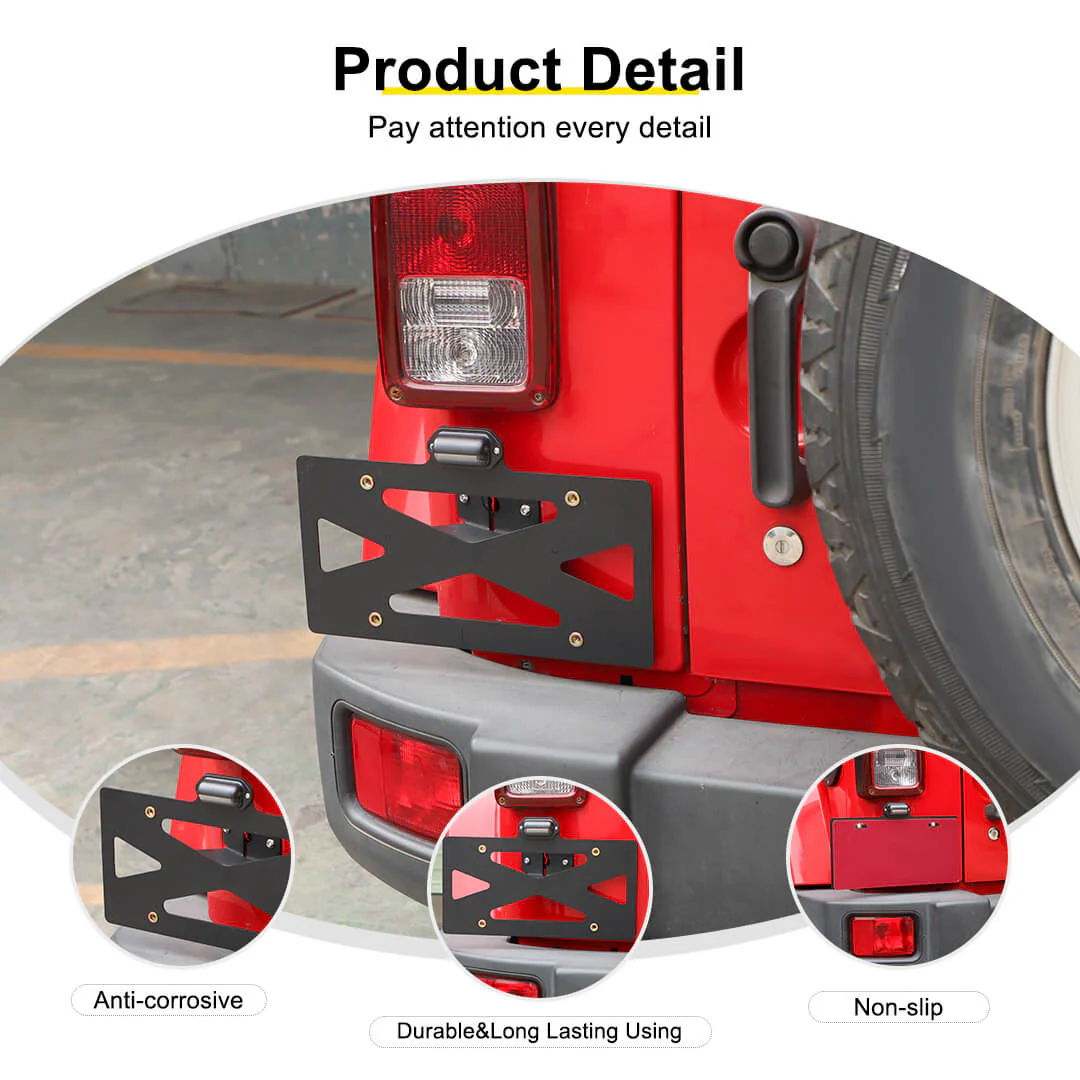 For 2007-2018 Jeep Wrangler JK Rear License Plate Seat Bracket Accessories - Image 9