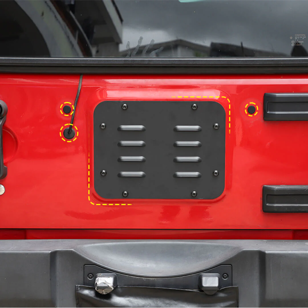 For 2007-2018 Jeep Wrangler JK Rear Tailgate Exhaust Plate & Rubber Plug Screw Trim - Image 7