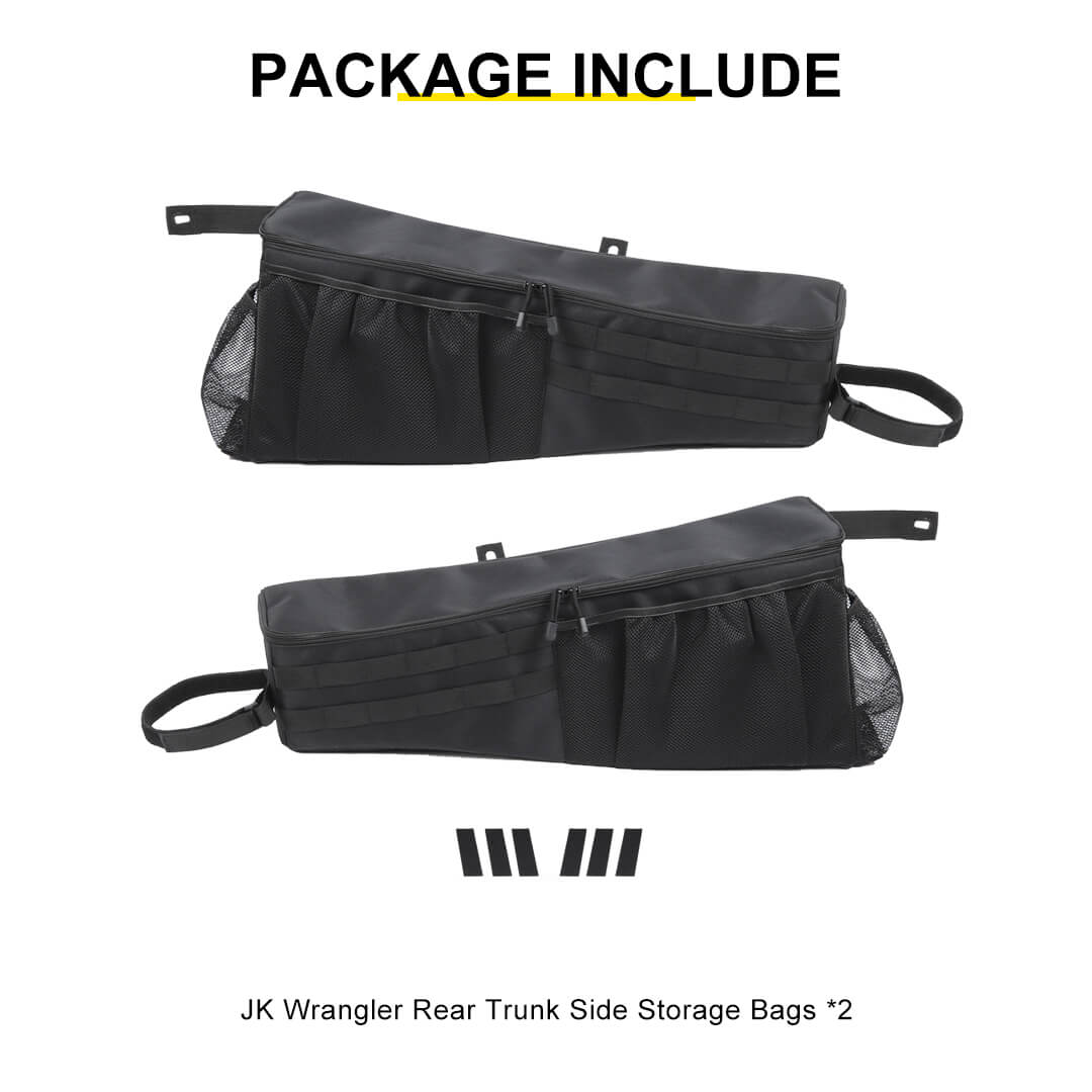 For 2007-2018 Jeep Wrangler JK Rear Trunk Organizer Rear Cargo Storage Side Bag (2 pcs) - Image 13