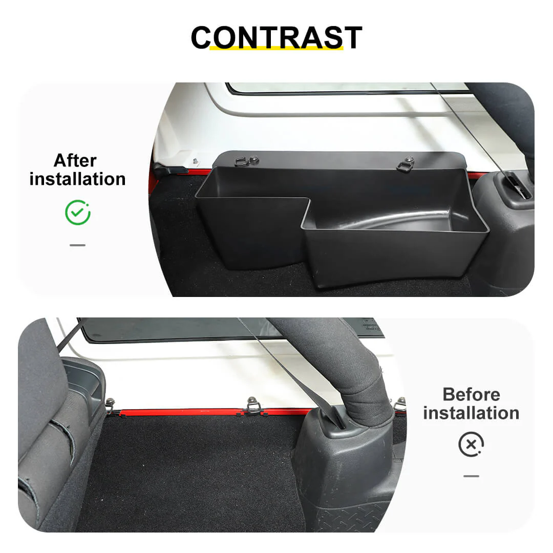 For 2007-2018 Jeep Wrangler JK Rear Trunk Side Storage Box Cargo Organizer Tray - Image 2