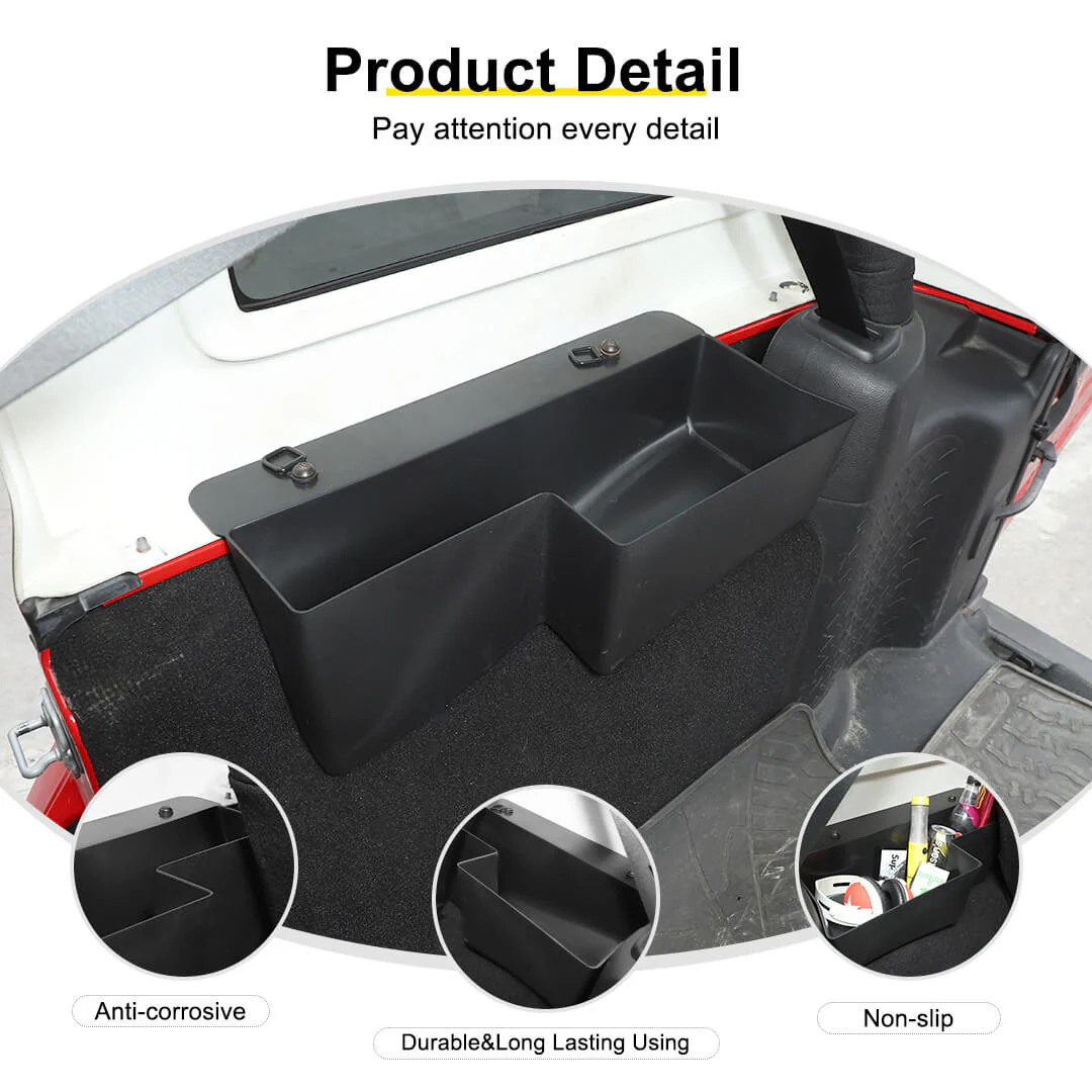 For 2007-2018 Jeep Wrangler JK Rear Trunk Side Storage Box Cargo Organizer Tray - Image 7