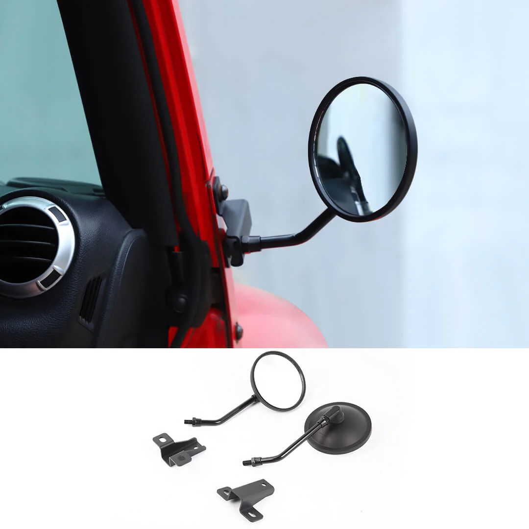 For 2007-2018 Jeep Wrangler JK Side Mirrors Doorless A-Pillar Mount Rear View Mirror (2 pcs)