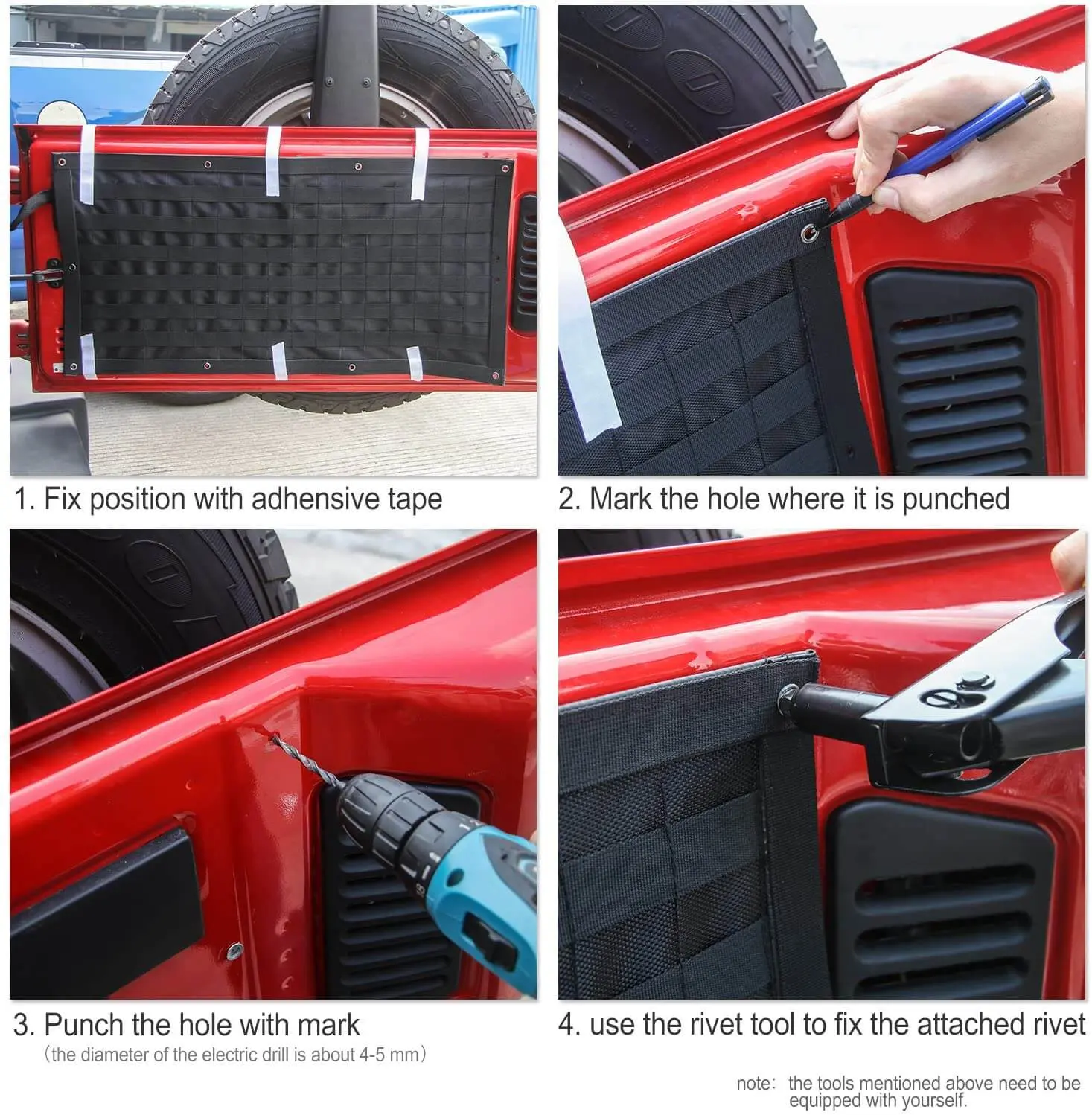 For 2007+ Jeep Wrangler JK JL Tailgate Bag Case Cover Storage Pockets Tool Kit Organizer - Image 3