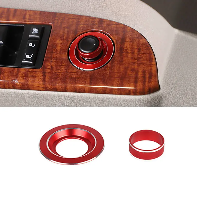 For 2008-2016 Jeep Compass/2011-2016 Patriot/2007-2010 Grand Cherokee WK2 Rearview Mirror Adjust Knob Trim Cover Ring (2 pcs)