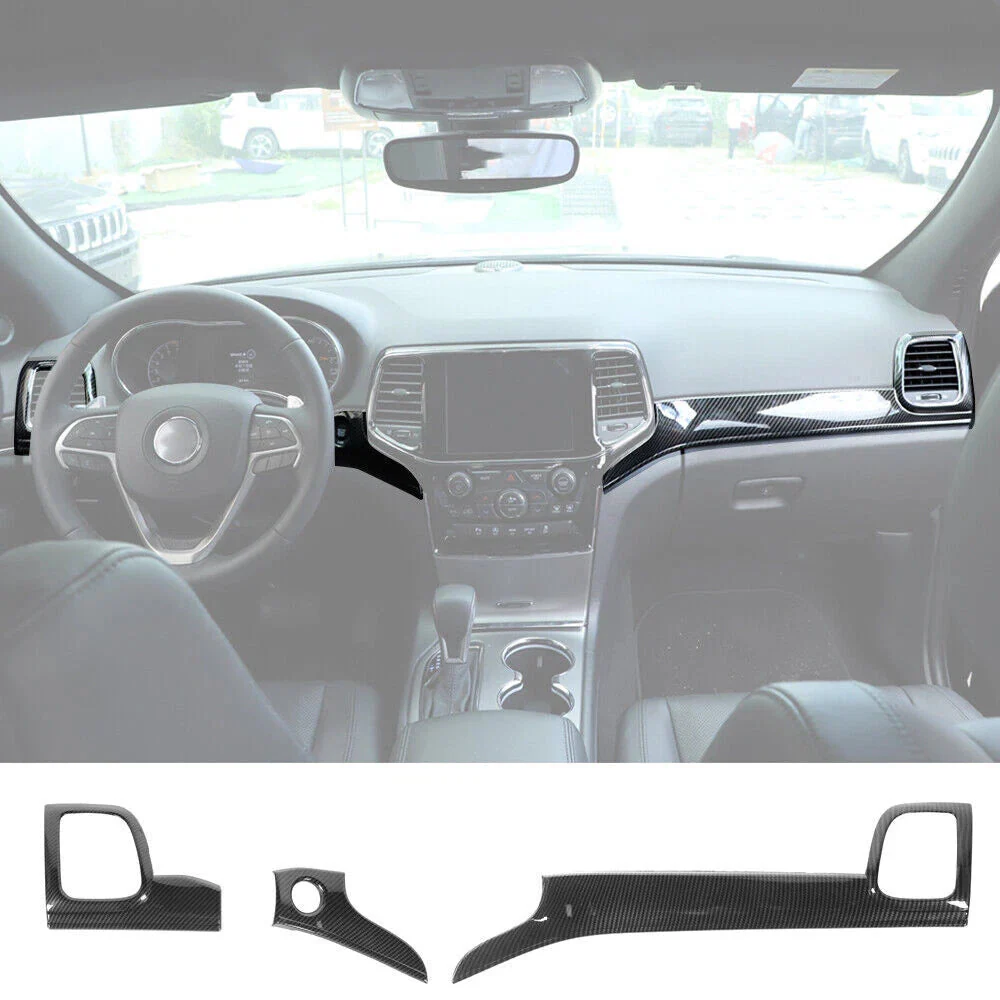 For 2011-2013 Jeep Grand Cherokee WK2 Interior Center Console Dashboard Panel Cover Trim (3 pcs)
