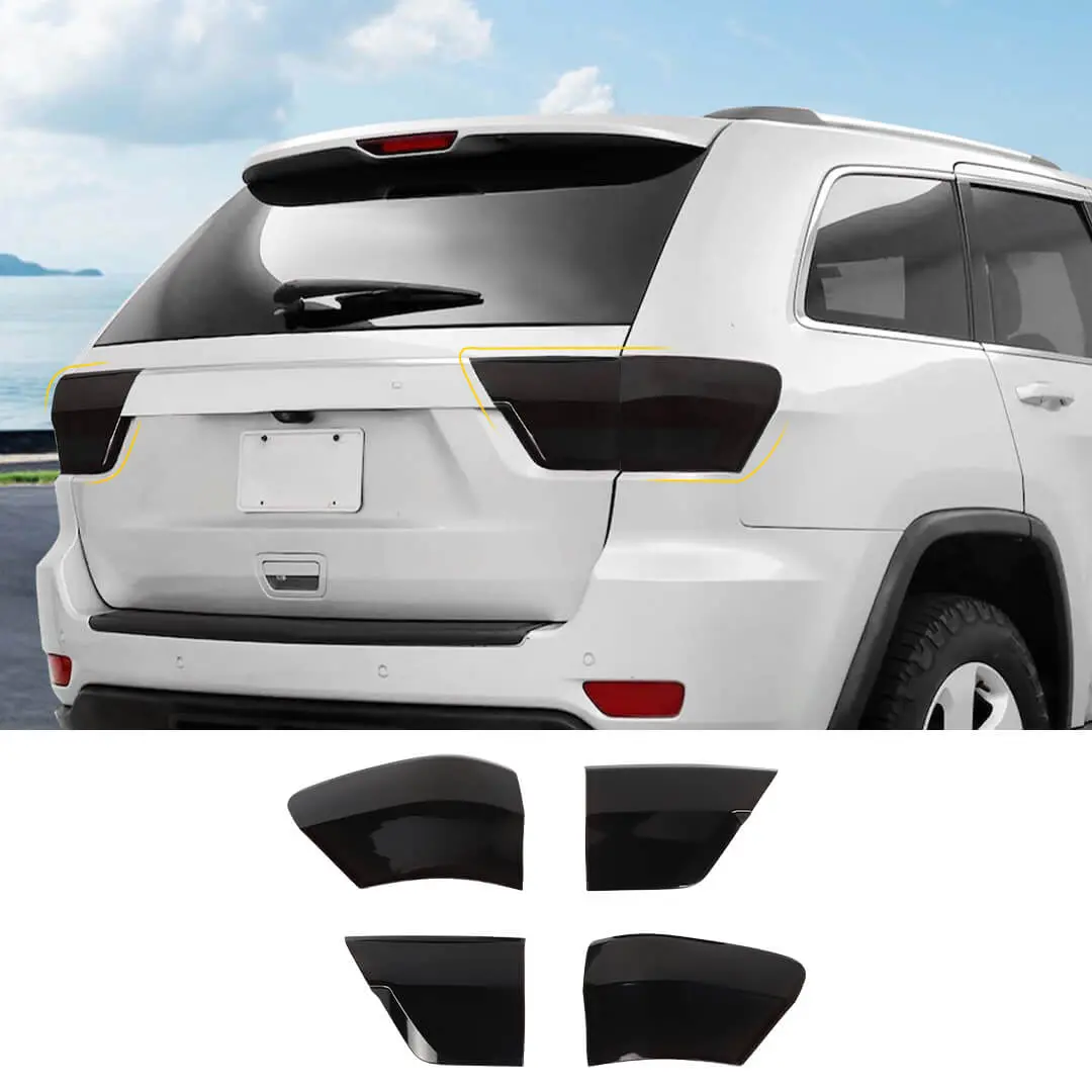 For 2011-2013 Jeep Grand Cherokee WK2 Smoke Black Rear Taillight Lamp Light Trim Cover (4 pcs)