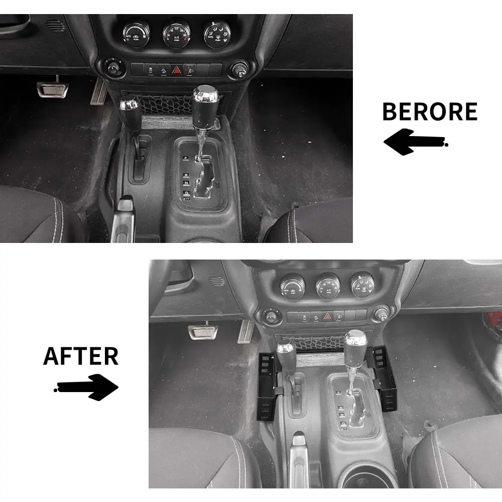 For 2011-2018 Jeep Wrangler JK Aluminum Alloy Tray Gear Shift Center Console Storage Box (Not Fit Manual Transmission) - Image 2