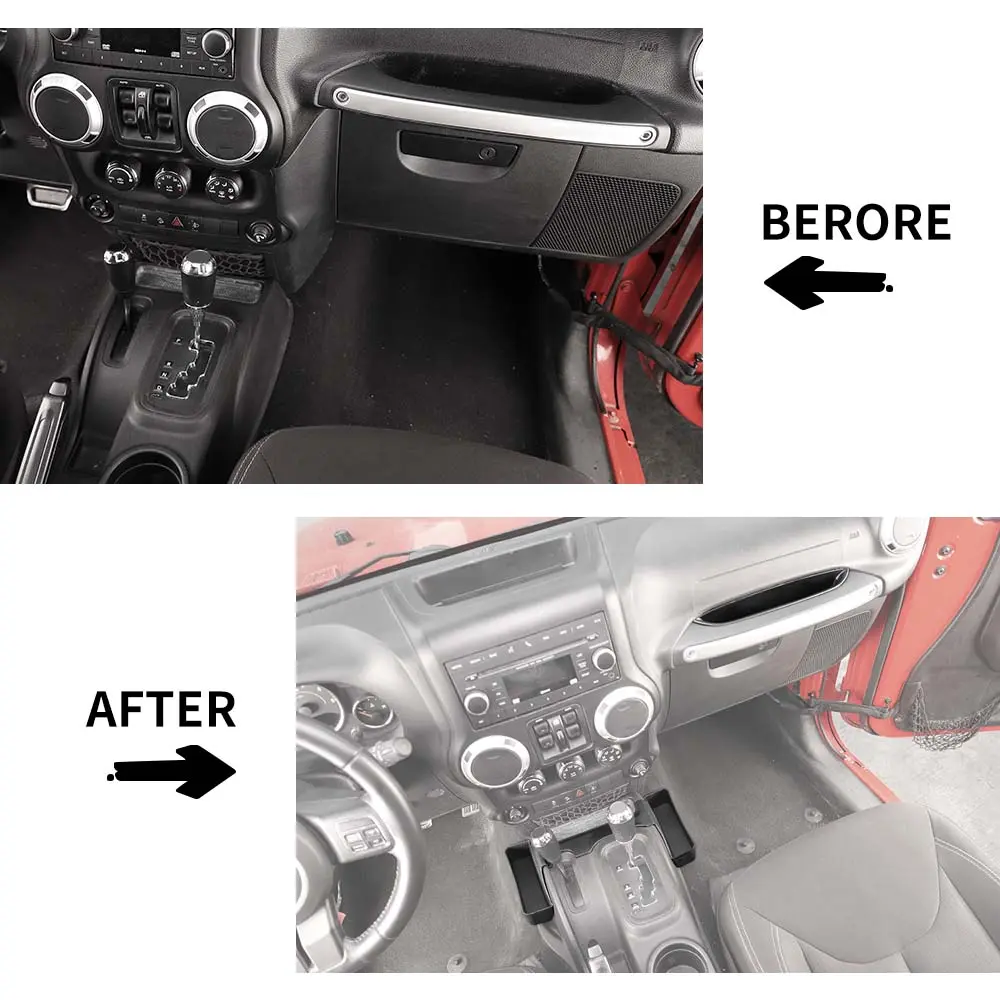 For 2011-2018 Jeep Wrangler JK Passenger Side Grab Handle Insert & Gear Shift Center Console Storage Box - Image 2